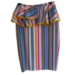 RUE 107 New York Peplum Pencil Skirt With Stripes Womens 1X